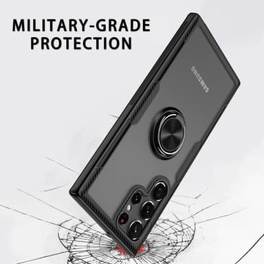 Samsung Galaxy S22 Ultra Hybrid Deksel Med Fingerring - Svart