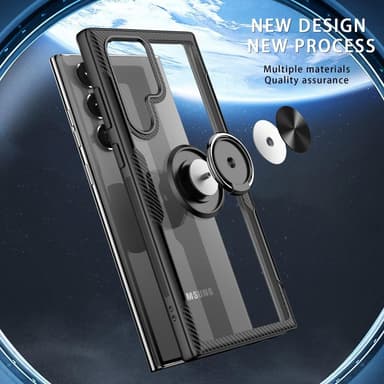 Samsung Galaxy S22 Ultra Hybrid Deksel Med Fingerring - Svart