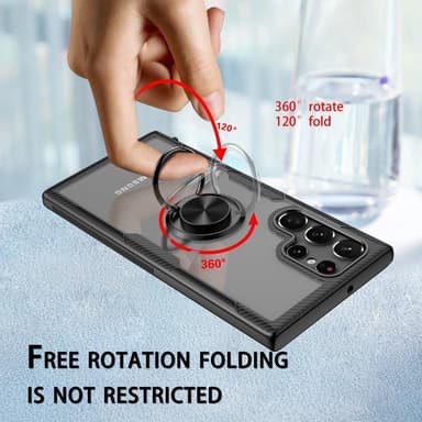 Samsung Galaxy S22 Ultra Hybrid Deksel Med Fingerring - Svart