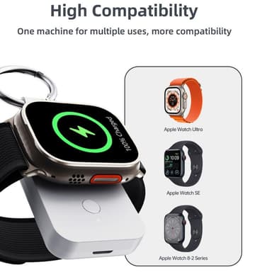Qi trådløs strømbank til Apple Watch Ultra/Serie 8 7 SE 6 5 4 3 2