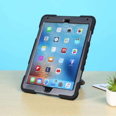 PEPKOO iPad 9.7 (2017/2018) /iPad Air Extreme Armor - Svart 360 graders svingbart stativ