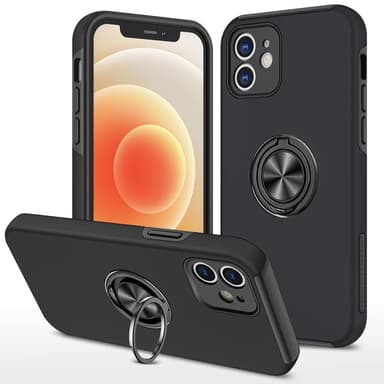 iPhone 12 Hybrid Deksel Med Fingerring - Svart