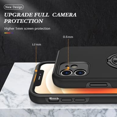 iPhone 12 Hybrid Deksel Med Fingerring - Svart