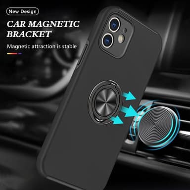 iPhone 12 Hybrid Deksel Med Fingerring - Svart