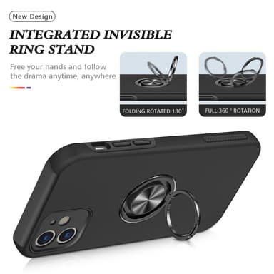 iPhone 12 Hybrid Deksel Med Fingerring - Svart