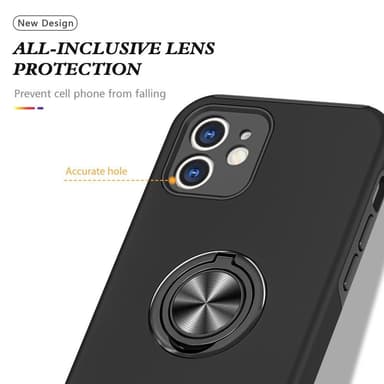 iPhone 12 Hybrid Deksel Med Fingerring - Svart