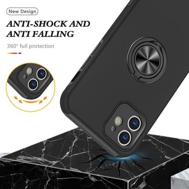 iPhone 12 Hybrid Deksel Med Fingerring - Svart