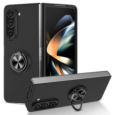 Til Samsung Galaxy Z Fold5 5G Dekseldeksel Ring Bilfeste - Svart