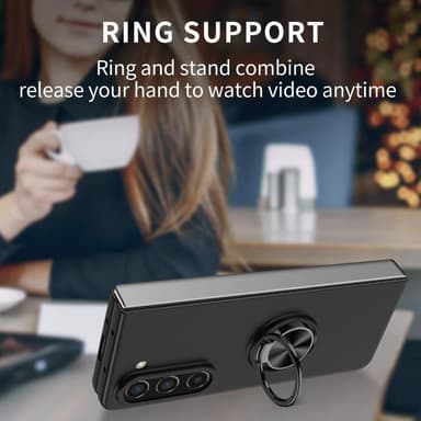 Til Samsung Galaxy Z Fold5 5G Dekseldeksel Ring Bilfeste - Svart