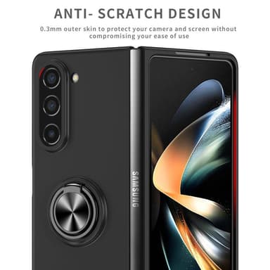 Til Samsung Galaxy Z Fold5 5G Dekseldeksel Ring Bilfeste - Svart
