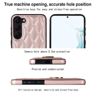 Til Samsung Galaxy S23 Rhombus Rhombus Mønster Deksel FingerRing - Rose Gull