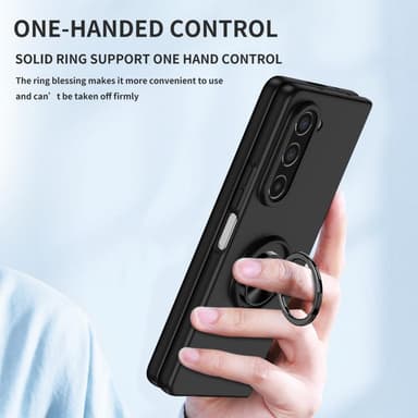 Til Samsung Galaxy Z Fold5 5G Dekseldeksel Ring Bilfeste - Svart