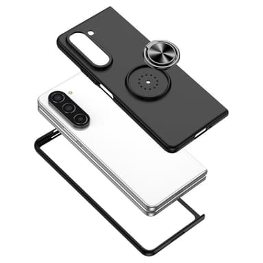 Til Samsung Galaxy Z Fold5 5G Dekseldeksel Ring Bilfeste - Svart