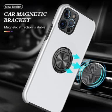 iPhone 13 Pro Max Hybrid Deksel Med Fingerring - Sølv