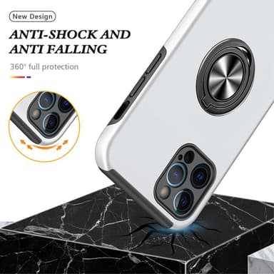iPhone 13 Pro Max Hybrid Deksel Med Fingerring - Sølv