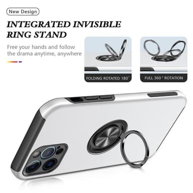 iPhone 13 Pro Max Hybrid Deksel Med Fingerring - Sølv