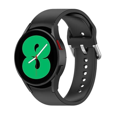 Silikonarmbånd Samsung Galaxy Watch 4 Sort med Sølvspenne
