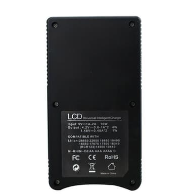 Batterilader SW-3 med LCD-display for 2x 18650-batterier