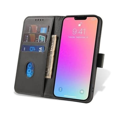 Kunstlæretui med stativ og kortholder til Samsung Galaxy S24 Ultra - Svart