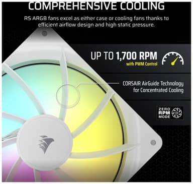 Corsair RS140 ARGB 140mm PWM vifte (hvit)