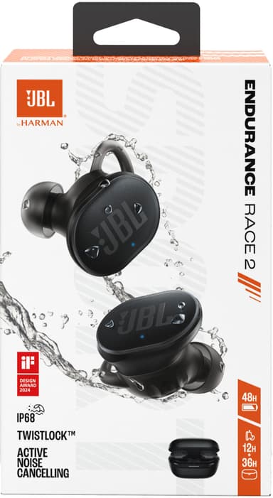 JBL Endurance Race 2 helt trådløse in-ear hodetelefoner (sort)