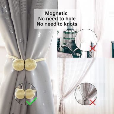 Magnetisk gardinforheng Gull 2-pakning 4-pakke