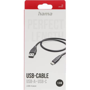 Ladekabel USB-A til USB-C Svart 1,5m