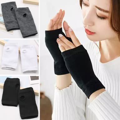 2 par vintervarme stretchy halvfingerhansker unisex Mørk grå