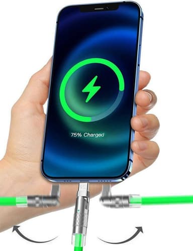 120W flytende silikon 90° rotasjon hurtigladekabel med USB-mikroport 1,2 m Grønn
