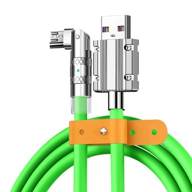 120W flytende silikon 90° rotasjon hurtigladekabel med USB-mikroport 1,2 m Grønn
