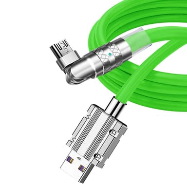 120W flytende silikon 90° rotasjon hurtigladekabel med USB-mikroport 1,2 m Grønn