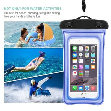 Flytende vanntett mobiltaske universalstørrelse blå 2 Pack