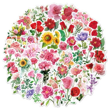 Klistremerker Blomster og blader 50-pakk Flerfarget