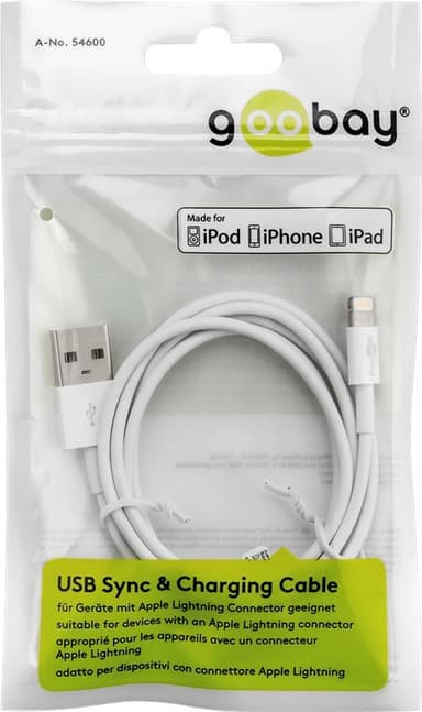 Lightning USB-lade- og synkroniseringskabel