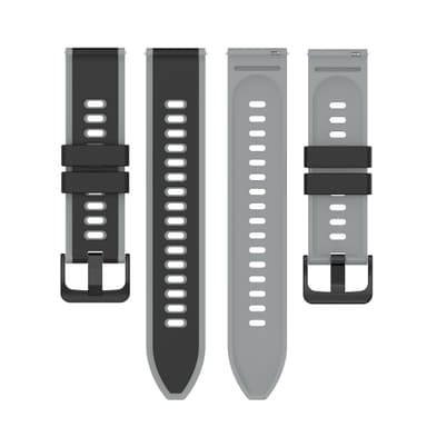 Klokkebånd silikon Svart+grå 22 mm