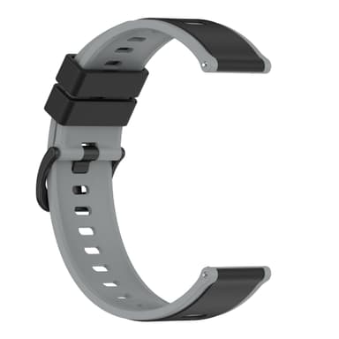 Klokkebånd silikon Svart+grå 22 mm