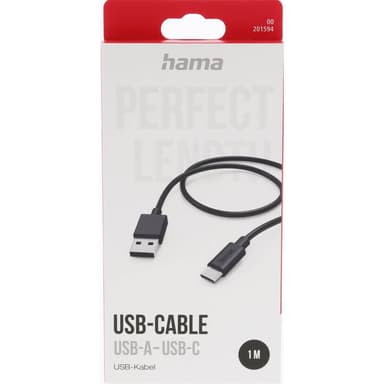 Ladekabel USB-A til USB-C Svart 1,0m