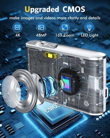 Digitalkamera 4K 48MP 16x zoom webkamera Sort