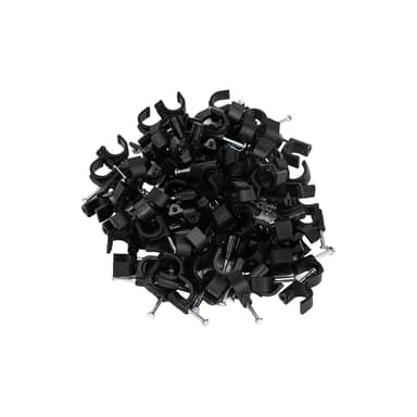 Kabelklemmer med spiker 100-pak Sort 4 mm