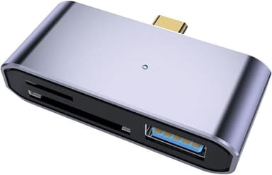 NÖRDIC USB-C Kortleser 2 Spor SD og MicroSD UHS-I + USB-A 3.1