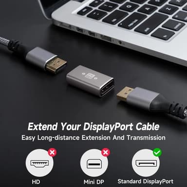 NÖRDIC Displayport-adapter hunn til hunn 8K60Hz 4K144/120/60Hz