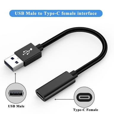 NÖRDIC USB C til OTG USB En adapter Metal Black 15cm