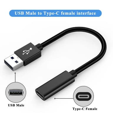 NÖRDIC USB C til OTG USB En adapter Metal Black 15cm