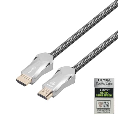 NÖRDIC-SERTIFISERT KABLER 1m Ultra High Speed ​​​​HDMI 2.1 8K 60Hz 4K 120Hz 48Gbps Dynamic HDR eARC VRR Nylonflettet kabel Gullbelagte kontakter