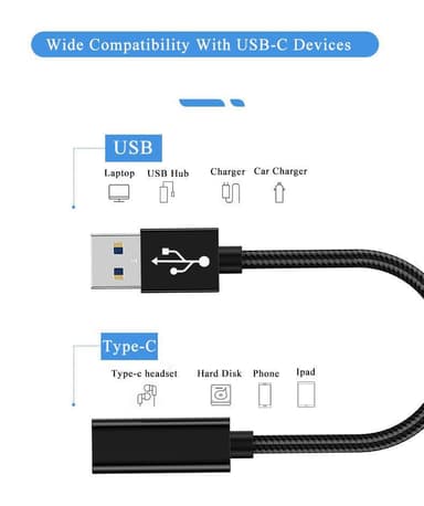 NÖRDIC USB C til OTG USB En adapter Metal Black 15cm