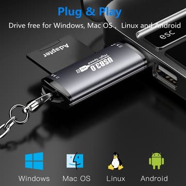 NÖRDIC USB-A 3.0 kortleser 2 spor SD, MicroSD UHS-I