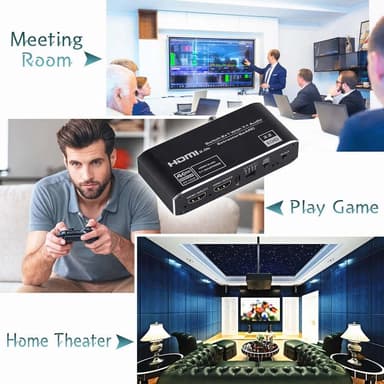 NÖRDIC 4K 60Hz HDMI-svitsj 2 til 1 med lyduttrekk Toslink HDR HDCP2:3 ARC/eARC 7.1-lyd