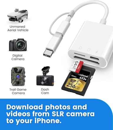 NÖRDIC USB-C, Lightning-kortleser 2 spor SD, MicroSD 1xUSB-C Lading PD30W UHS-I