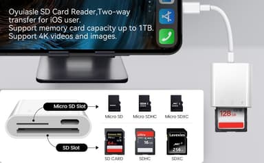 NÖRDIC USB-C, Lightning-kortleser 2 spor SD, MicroSD 1xUSB-C Lading PD30W UHS-I