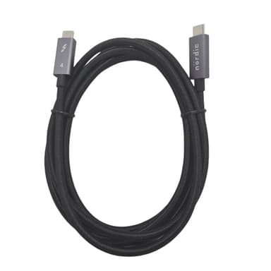 NÖRDIC 2m Thunderbolt 4 USB-C kabel 40Gbps 100W lader 8K video kompatibel med USB 4 og Thunderbolt 3